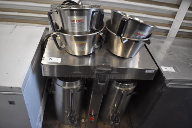 Stainless Steel Commercial Countertop Dual Coffee Machine w/ Hot Water Dispenser, 4 Stainless Steel Brew Baskets and 2 Stainless Steel Satellite Servers. 32x25x38 - Image 3 of 9