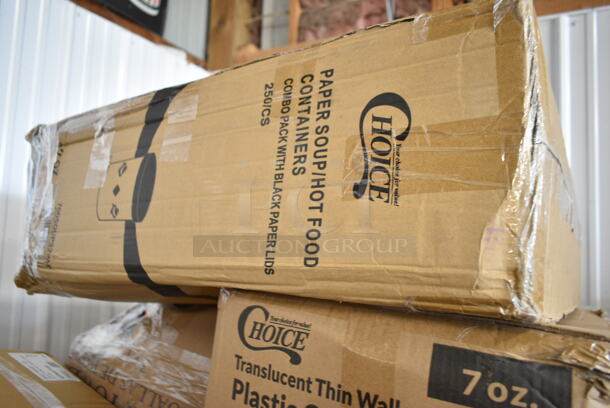 PALLET LOT of 30 BRAND NEW Boxes Including 50012C 12 oz. Coffee Print Poly Paper Hot Cup, 500CC20 Choice Clear PET Customizable Plastic Cold Cup - 20 oz. - 600/Case, Dart 90HTPF1R White Foam Square Take Out Container with Hinged Lid 9" x 9" x 3" - 200/Case, 5 Box 10020 Shopping Bags, 612605070HD Full Size Heavy-Duty Foil Steam Table Pan Deep 3 3/8" Depth, 500CC24 Choice Clear PET Customizable Plastic Cold Cup - 24 oz. - 600/Case, 9CPWCR Plates. 30 Times Your Bid! - Image 8 of 12
