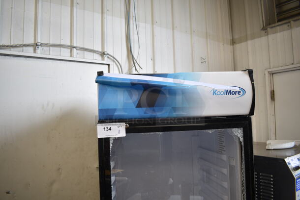 BRAND NEW SCRATCH AND DENT! KoolMore MDR-1GD-12C Metal Commercial Single Door Reach In Cooler Merchandiser w/ Poly Coated Racks. See Pictures for Broken Glass. 115 Volts, 1 Phase. Tested and Working! - Image 3 of 7