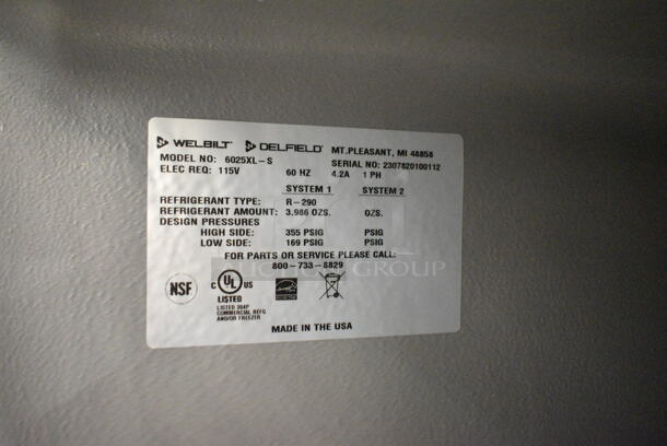 BRAND NEW SCRATCH AND DENT! 2023 Delfield 6025XL-S Stainless Steel 25 1/2" Single Section Full Door Reach-In Refrigerator. 115 Volts, 1 Phase.  Tested and Working! - Image 5 of 5