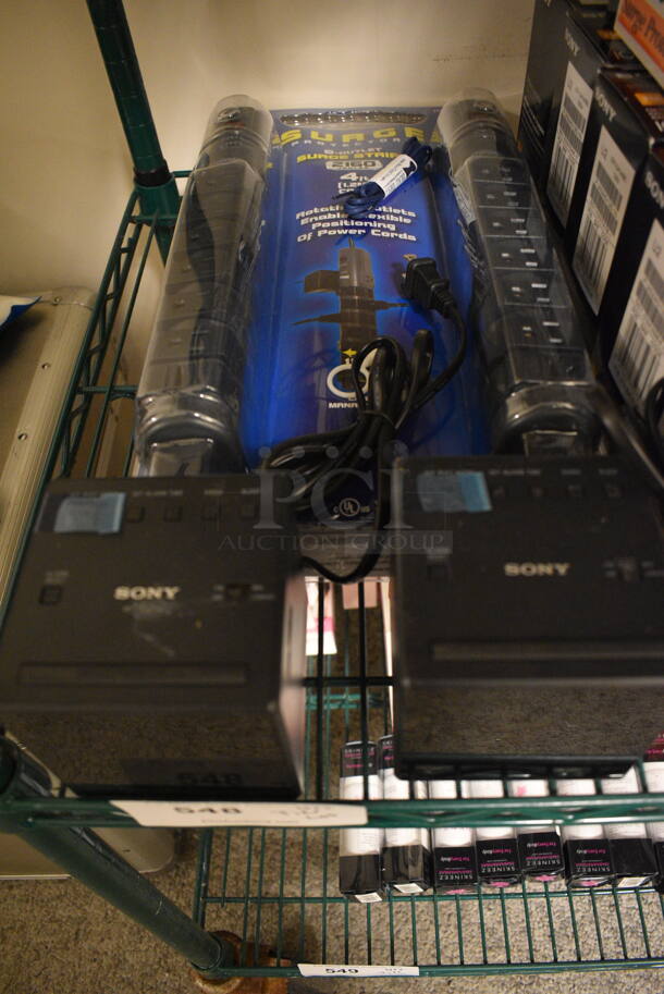 ALL ONE MONEY! Tier Lot of Various Items Including Sony Alarm Clock, Surge Protectors, and Black Case - Image 3 of 4