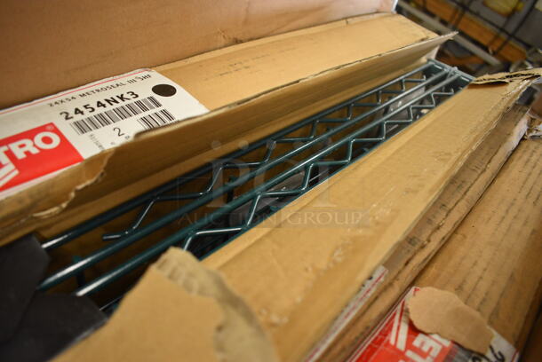 ALL ONE MONEY! Lot of 4 BRAND NEW IN BOX! Metro Green Finish Wire Shelves. 54x24x1.5 - Image 2 of 3