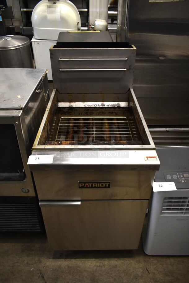 2022 Patriot PT-F5-LP Stainless Steel Commercial Floor Style Propane Gas Powered Deep Fat Fryer. 150,000 BTU.