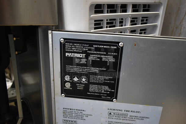 2022 Patriot PT-F5-LP Stainless Steel Commercial Floor Style Propane Gas Powered Deep Fat Fryer. 150,000 BTU. - Image 6 of 6