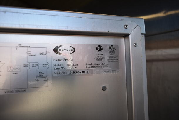 2019 Bevles HPC-6836 Metal Commercial Single Door Reach In Heated Holding Cabinet on Commercial Casters. 120 Volts, 1 Phase. Tested and Working! - Image 6 of 6