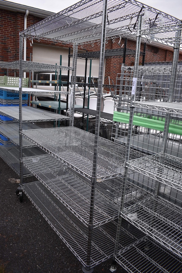 Metro Chrome Finish 4 Tier Shelving Unit on Commercial Casters. BUYER MUST DISMANTLE. PCI CANNOT DISMANTLE FOR SHIPPING. PLEASE CONSIDER FREIGHT CHARGES. 60x30x80 - Image 1 of 5