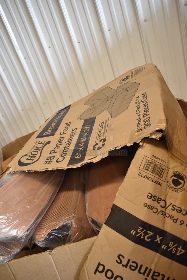 PALLET LOT of 13 BRAND NEW Boxes Including 15003543 Carnival King 3 7/8" x 2 1/2" x 11 5/8" Pint Size Unprinted Foil Bag - 500/Case, 795PTOKFT8 Choice Kraft Microwavable Folded Paper #8 Take-Out Container 6" x 4 5/8" x 2 1/2" - 300/Case. 13 Times Your Bid!  - Image 3 of 4