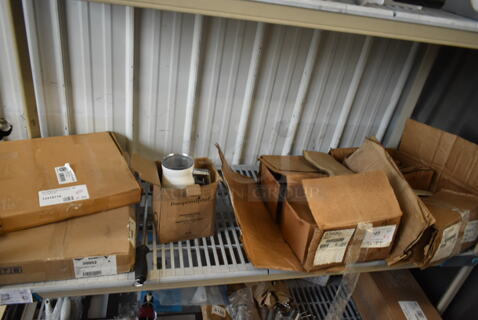 ALL ONE MONEY! Tier Lot of Various Items Including 12 12418716 American Metalcraft 18716 16" Heavy Duty Expanded Aluminum Pizza Screen, 6 Vollrath 30002 Super Pan V® Full Size 3/4" Deep Anti-Jam Stainless Steel Steam Table / Hotel Pan- 22 Gauge, 24 02000 Oval Plates.