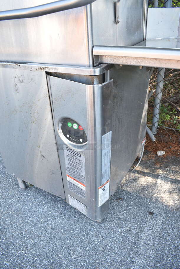 Hobart Stainless Steel Commercial Straight Pass Through Dishwasher w/ Right Side Clean Side Dishwasher Table. 208-240 Volts, 3 Phase.  - Image 7 of 9