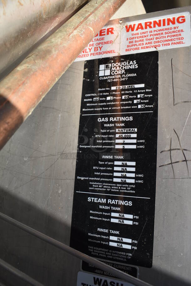 Douglas SD-20-IREL Stainless Steel Commercial Natural Gas Powered Pot and Pan Washer. 480 Volts, 3 Phase. 50x36x71 - Image 6 of 9