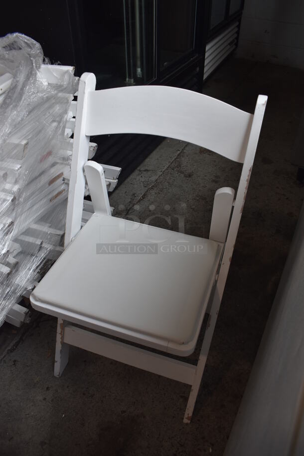 36 White Wooden Folding Dining Height Chairs. 36 Times Your Bid! - Image 3 of 6
