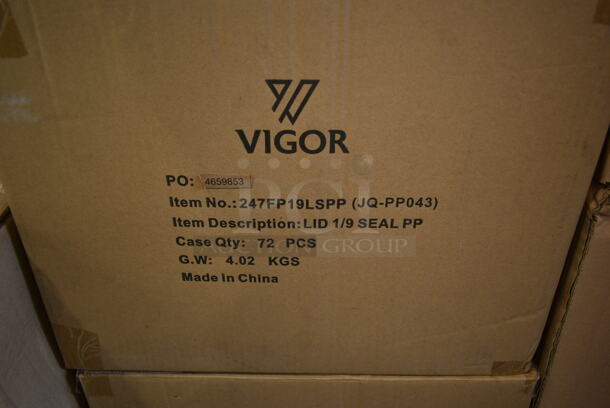2 Boxes of 72 BRAND NEW IN BOX! Vigor 247FP19LSPP 1/9 Size Translucent Polypropylene Secure Sealing Lid. Missing 24. 2 Times Your Bid! - Image 3 of 4