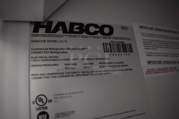 Habco SE18 Metal Commercial Single Door Reach In Cooler Merchandiser w/ Poly Coated Racks. 115 Volts, 1 Phase. 24x24x78. Tested and Working! - Image 4 of 4