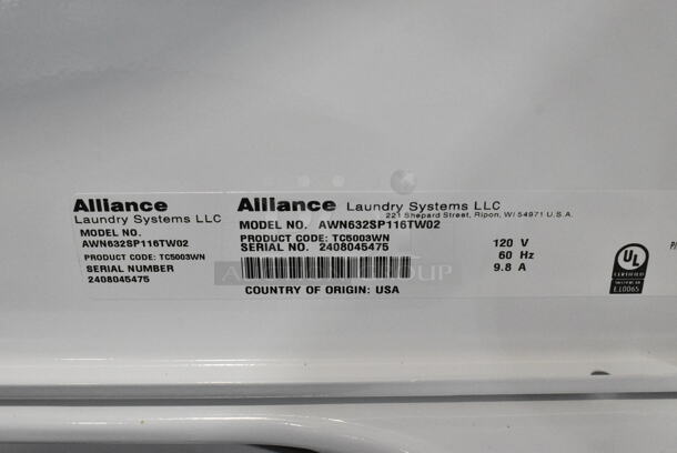 BRAND NEW SCRATCH AND DENT! 2024 Alliance AWN632SP116TW02 TC5003WN 3.2 cu. ft. 27" Top Load Washer with Classic Clean - Free Use. See Pictures for Dents. 120 Volts, 1 Phase.  - Image 8 of 8