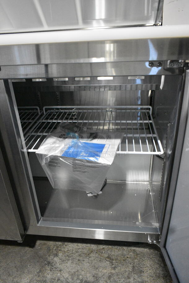 BRAND NEW SCRATCH AND DENT! 2024 Avantco 178APT71HC Stainless Steel Commercial Sandwich Salad Prep Table Bain Marie Mega Top on Commercial Casters. 115 Volts, 1 Phase. Tested and Working! - Image 8 of 11