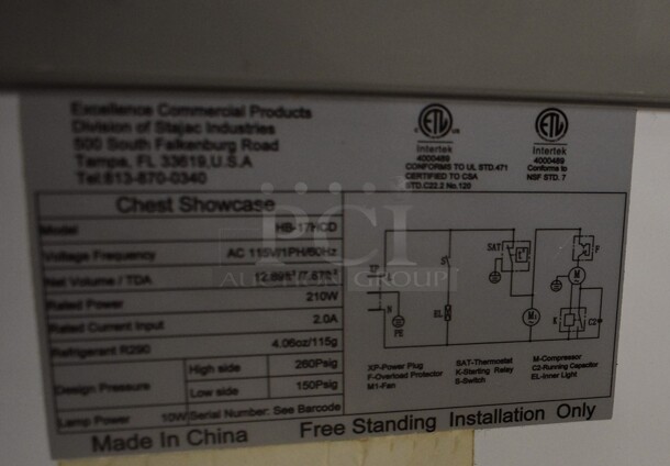Excellence Model HB-17HCD Metal Floor Style Dual Temp Chest Cooler Freezer Merchandiser w/ 2 Sliding Lids on Commercial Casters. 115 Volts, 1 Phase. 59x27x33.5. Tested and Working! - Image 5 of 5