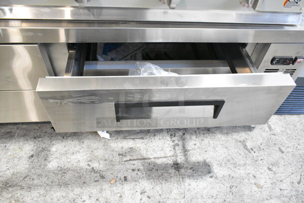 BRAND NEW SCRATCH AND DENT! 2024 Avantco 178CBE84HC Stainless Steel Commercial 4 Drawer Chef Base on Commercial Casters. 115 Volts, 1 Phase. Tested and Working! - Image 6 of 9