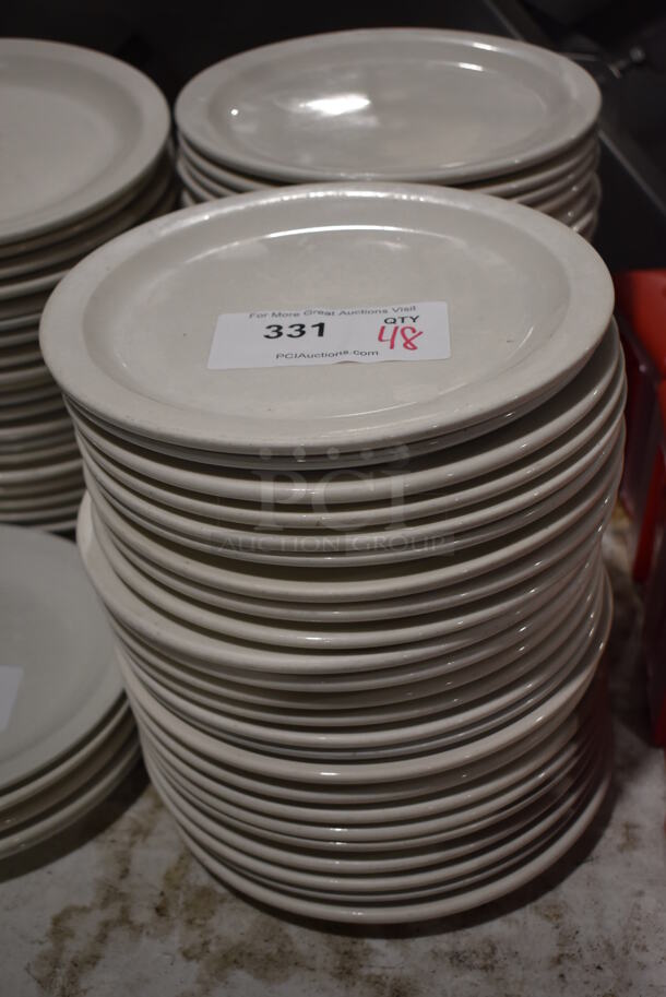 48 White Ceramic Plates. 10x10x1. 48 Times Your Bid!