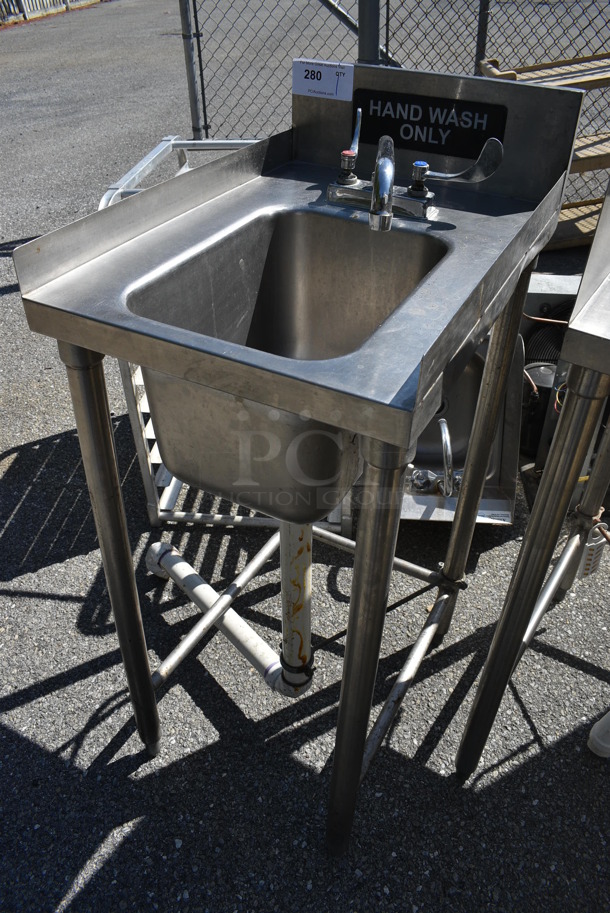 Stainless Steel Commercial Single Bay Sink w/ Faucet, Handles. 17x24x42.5 - Image 2 of 5
