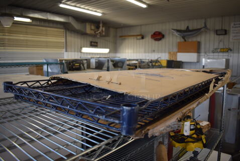 ALL ONE MONEY! Lot of 2 Nexel Blue Finish Wire Shelves. 54x24x1.5
