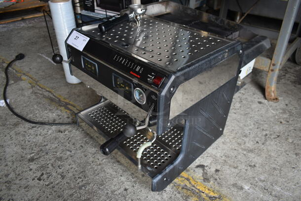 Grindmaster 245OQ Espressimo Stainless Steel Commercial Countertop 2 Group Espresso Machine w/ 2 Portafilters and Steam Wands. 208/240 Volts, 1 Phase.  - Image 2 of 7