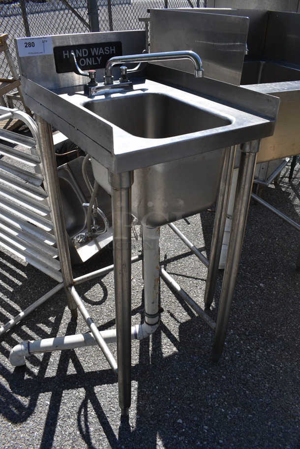 Stainless Steel Commercial Single Bay Sink w/ Faucet, Handles. 17x24x42.5 - Image 5 of 5