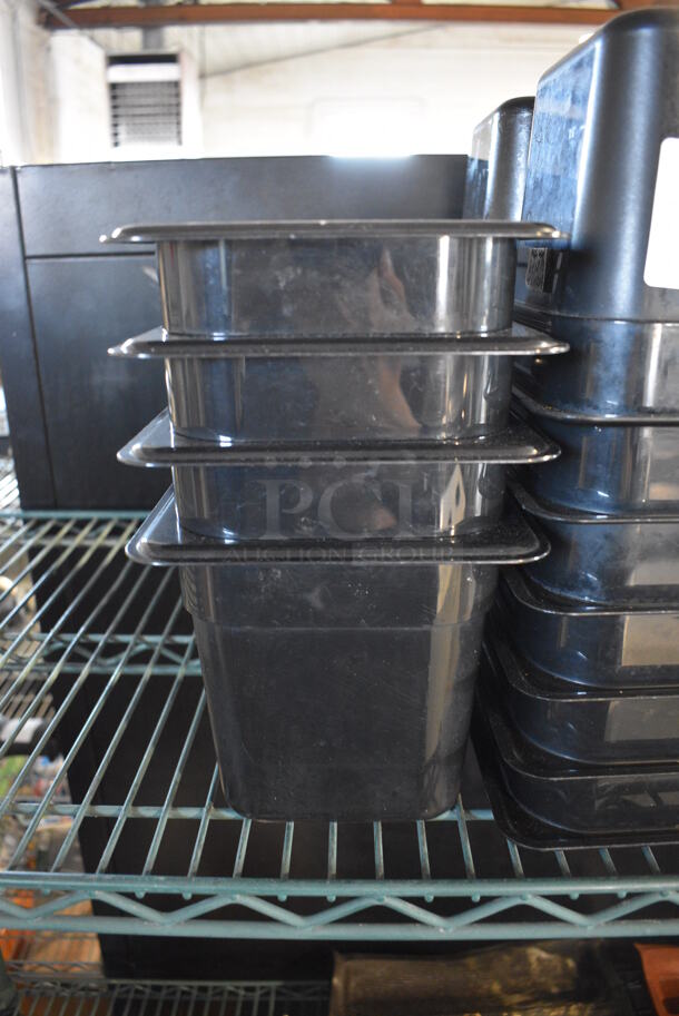 ALL ONE MONEY! Lot of 12 Cambro Black Poly 1/6 Size Drop In Bins! 1/6x6 - Image 1 of 3