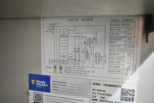 BRAND NEW SCRATCH AND DENT! 2024 Avantco 178UBB60SGTS 60" Stainless Steel Underbar Height Narrow Sliding Glass Door Back Bar Refrigerator with Galvanized Top and LED Lighting. Missing Doors. 115 Volts, 1 Phase. Cannot Test Due To Missing Power Components - Image 7 of 8