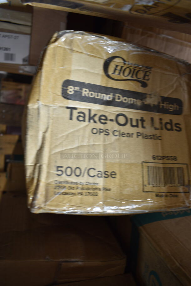 PALLET LOT of 39 BRAND NEW Boxes Including 127RD16COMBO Choice 16 oz. Customizable Microwavable Clear Round Deli Container and Lid Combo Pack - 250/Case, 128HD8COMBO ChoiceHD 8 oz. Microwavable Translucent Plastic Deli Container and Lid Combo Pack - 240/Case, 12 Queen Fitted Sheet, 2 Box 347TCL10 Choice 10 oz. Clear Disposable Plastic Tumbler - 500/Case, 433NHT101H Choice 1/6 Standard Size White "Thank You" Medium-Duty Plastic T-Shirt Bag - 1000/Case, 612P558 Choice 8" Clear Round Plastic Dome Lid - 500/Case, 130BSPOON Choice Medium Weight Black Plastic Teaspoon - 1000/Case, 2 Box 395RPO78 Choice 7" Plates, 5003DNAPRED Creative Converting 591031B Classic Red 3-Ply Paper Dinner Napkin - 250/Case, 66CL500 Greenprint Burger Box, 347RP9WHSS Visions Wave 9" White Plastic Plate - 180/Case, Choice Take Out Lids, Choice 2 oz Portion Cups, 500TW5 Choice 5 oz. Translucent Thin Wall Plastic Cold Cup - 2500/Case, 433SLINERBL Baker's Lane 16" x 24" Full Size Silicone Coated Parchment Paper Bun / Sheet Pan Liner Sheet - 1000/Case. 39 Times Your Bid! - Image 8 of 12