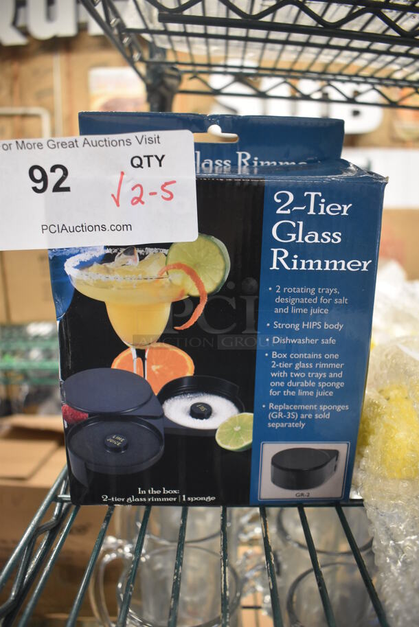 2 BRAND NEW IN BOX! Glass Rimmer w/ 5 Winco GR-3S Replacement Sponges. 2 Times Your Bid!