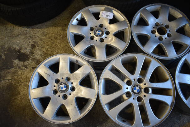 5 Various Metal Car Tire Rims. Includes BMW Rims. Four: IS47 71x16 H2 and One IS47 7Jx17H2. Includes 17.25x8x17.25. 5 Times Your Bid! - Image 4 of 10