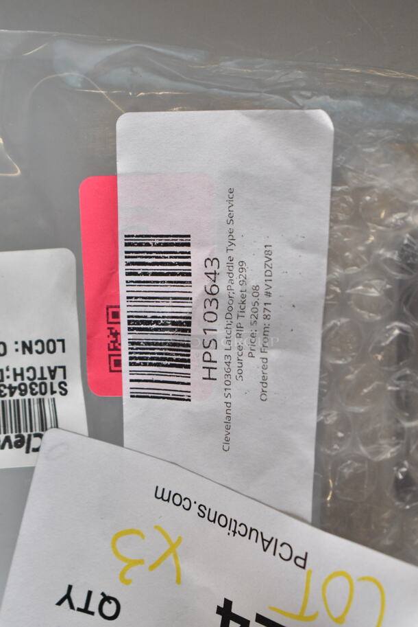 3 BRAND NEW SCRATCH AND DENT! Items; HPS103643 Cleveland S103643 Latch;Door;Paddle Type Service, HPKE52752 Cleveland KE52752 Valve Piston;Td2 Prior 36892, HPKE6039041 Cleveland KE603904-1 Handwheel; Mt T1 Modified. 3 Times Your Bid! - Image 3 of 5