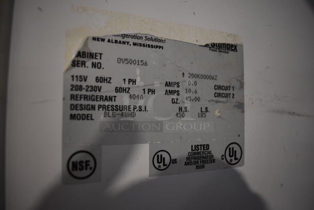 Master-Bilt BLG-48HD Metal Commercial 2 Door Reach In Freezer Merchandiser. Doors Need To Be Reattached. 208-230 Volts, 1 Phase. 52x32x80 - Image 7 of 7