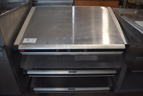 Hatco Metal Commercial Countertop 2 Tier Warming Merchandiser Display Case. 36x29x34. Cannot Test - Unit Needs New Power Cord