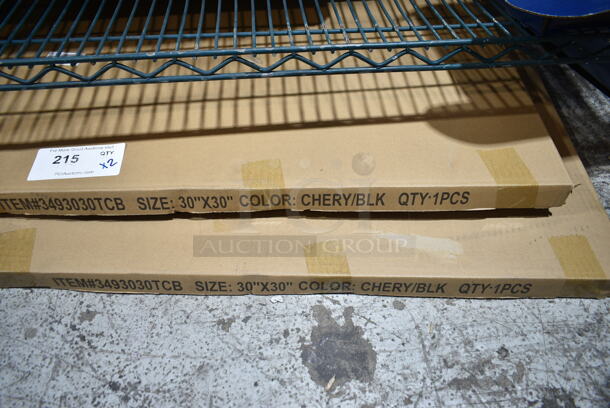 2 BRAND NEW SCRATCH AND DENT! Lancaster Table & Seating 3493030TCB 30" x 30" Laminated Square Table Top Reversible Cherry / Black. 2 Times Your Bid! - Image 2 of 4