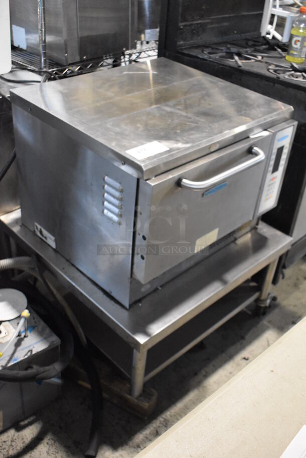 Turbochef NGC Stainless Steel Commercial Countertop Electric Powered Rapid Cook Oven on Stainless Steel Equipment Stand w/ Commercial Casters. Missing 2 Casters. 208/240 Volts, 1 Phase. - Image 4 of 7