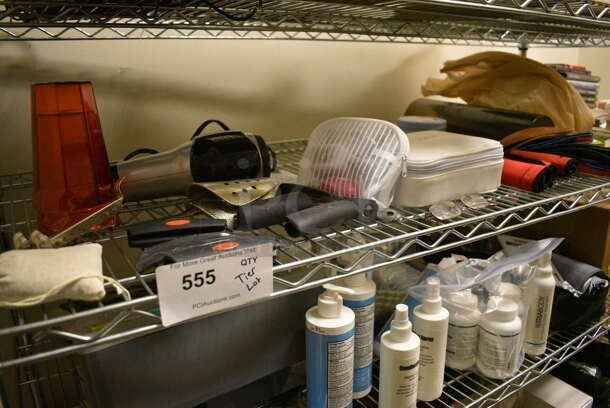 ALL ONE MONEY! Tier Lot of Various Items Including Orthopedic Shoe Inserts, Cups, Various Parts, and Shoe Polisher