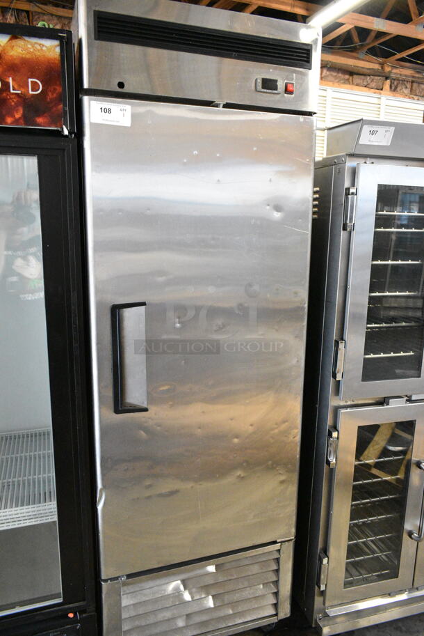 2017 Atosa MBF8505 Stainless Steel Commercial Single Door Reach In Cooler w/ Poly Coated Racks on Commercial Casters. 115 Volts, 1 Phase. Tested and Powers On But Does Not Get Cold - Image 1 of 4