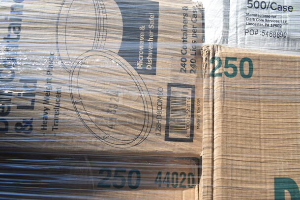 PALLET LOT of 27 BRAND NEW Boxes Including 612613245HD Choice Half Size Heavy-Duty Foil Steam Pan Deep 2 9/16" Depth - 100/Case, 130WSPOON Choice Medium Weight White Plastic Teaspoon - 1000/Case, 500CC32LEM Carnival King 32 oz. PET Lemonade Cup - 500/Case, 128HD8COMBO Choice Heavy Duty 8 oz. Microwavable Translucent Plastic Deli Container and Lid Combo Pack - 240/Case, 130WBKFORKH Choice Black Heavy Weight Wrapped Plastic Fork - 1000/Case, 130BKFKSNSPH Choice Black Heavy Weight Wrapped Plastic Cutlery Pack with Napkin and Salt and Pepper Packets - 500/Case, 500TW7 Choice 8" Clear Round Plastic Dome Lid - 500/Case, 2 Box 129MCS242CB Choice 30 oz. Black 8 3/4" x 6" x 2 3/4" 2-Compartment Rectangular Microwavable Heavy Weight Container with Lid - 150/Case, 2 Box Genpak 26600 13" x 4 1/2" x 3" White Extra Large Hinged Lid Foam Hoagie / Sub Container - 200/Case, 127SB24COMBO Choice 24 oz. Clear Plastic Salad Bowl with Lid - 150/Case, 2 Box RWP0022C300 Square Kova Cups, 127DM12BULK Choice 12 oz. Ultra Clear PET Plastic Round Deli Container - 500/Case, 612P558 Choice 8" Clear Round Plastic Dome Lid - 500/Case. 27 Times Your Bid!  - Image 7 of 12