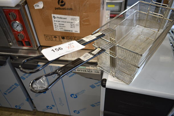 2 BRAND NEW SCRATCH AND DENT! Assure 190FB1796 17 1/2" x 9 1/4" x 6 1/4" Fryer Basket with Front Hook. 2 Times Your Bid!  - Image 4 of 6