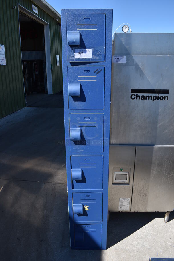 Blue 6 Cubby Locker. 12x19x72