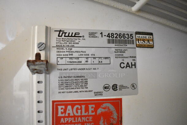 True T-72F Stainless Steel Commercial 2 Door Reach In Freezer w/ Poly Coated Racks on Commercial Casters. 115 Volts, 1 Phase. Cannot Test Due To Cut Power Cord - Image 7 of 7