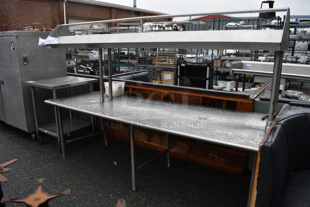 Stainless Steel Table w/ Drying Over Shelf. 105x36x69