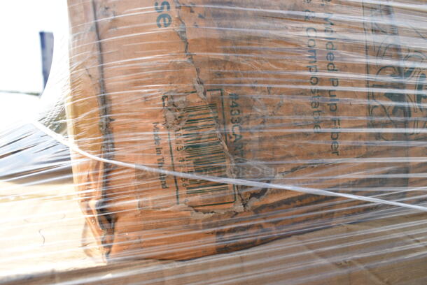 PALLET LOT of 28 BRAND NEW Boxes Including 795PTOKFT1 Choice Kraft Microwavable Folded Paper #1 Take-Out Container 4 3/8" x 3 1/2" x 2 1/2" - 450/Case, 795KFT44RNPE Choice 44 oz. Round Kraft PE-Lined Microwavable Take-Out Container 7 5/16" x 2 5/8" - 300/Case, 433783 Containers, 2 Box 129MCR16B Choice 16 oz. Black 6 1/4" Round Microwavable Heavy Weight Container with Lid - 150/Case, 485WB9NEONW Choice 9" Neon Extra Wide Pointed Wrapped Boba Straw - 1600/Case, 129MF963W1C Ecopax 9" x 6" 1-Compartment Microwaveable White Mineral-Filled Plastic Hinged Take-Out Container - 150/Case, 50010DWPLAKR EcoChoice 10 oz. Smooth Double Wall Kraft Compostable Paper Hot Cup - 500/Case, 433CARTRAY2L EcoChoice Molded Fiber / Pulp 8-44 oz. 2-Cup Carrier with Large Tray - 100/Case, 795KFT44RNPE Choice 44 oz. Round Kraft PE-Lined Microwavable Take-Out Container 7 5/16" x 2 5/8" - 300/Case, 966UPWIDEKFT-500 OneUp by Choice Kraft 2-Ply Wide Interfold 6 1/2" x 8 1/2" Dispenser Napkin - 6000/Case, 2 Box 130BSPORKWP Choice Individually Wrapped Medium Weight Black Plastic Spork - 1000/Case, 2 Box 966TALLFLDB Choice White Tall-Fold 6" x 13" Dispenser Napkin - 8000/Case, 500TO993 Choice 9" x 9" x 3" Microwavable 1-Compartment Black / Clear Plastic Hinged Container - 100/Case. 28 Times Your Bid!  - Image 12 of 12