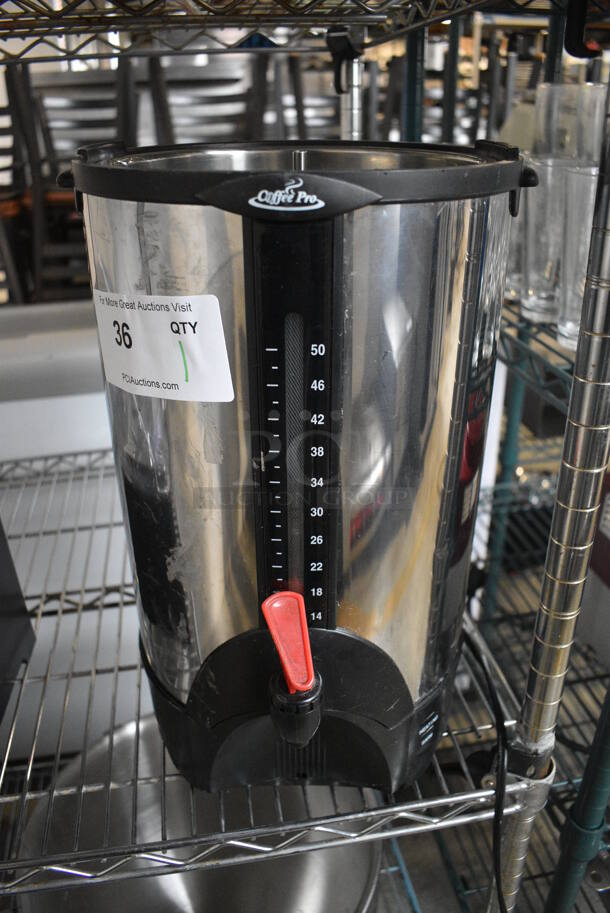Coffee Pro Chrome Finish Coffee Urn. Missing Lid. 11x12x16.5 - Image 1 of 4