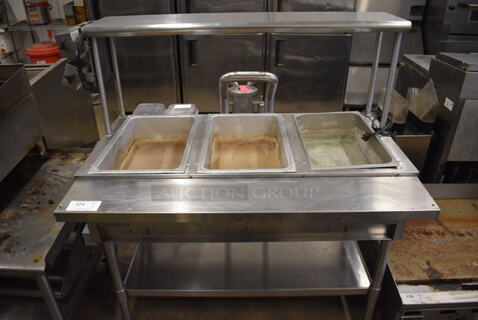 Eagle SDHTS3-208 Stainless Steel Commercial Electric Powered 3 Bay Steam Table w/ Sneeze Guard and Under Shelf. 208 Volts, 1 Phase. 48x32x53