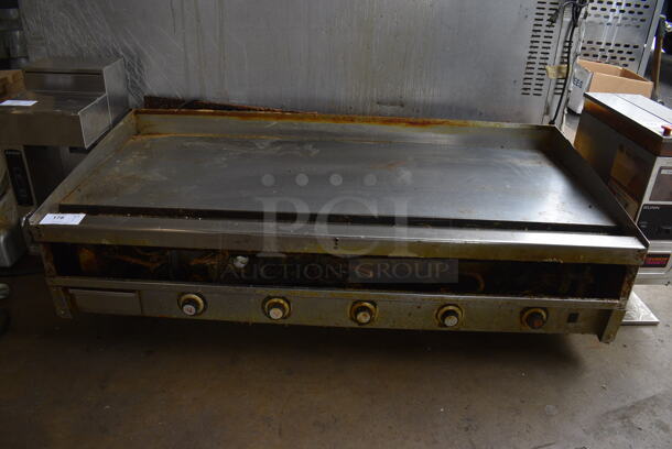 Vulcan Stainless Steel Commercial Countertop Natural Gas Powered Flat Top Griddle w/ Thermostatic Controls. 60x32x19