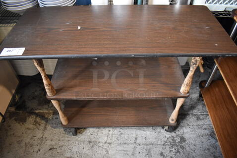Wooden 3 Tier Cart on Commercial Casters. 42.5x18x31.5