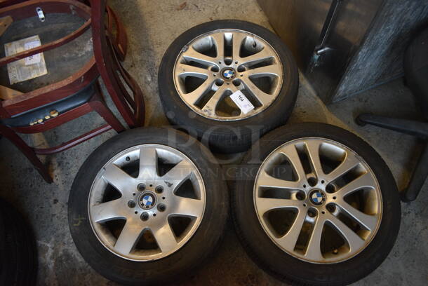 3 Tires on BMW Rims Including Solus KH16 205/50R17. 7Jx16H2 IS47. Includes 24.5x9.5x24.5. 3 Times Your Bid!