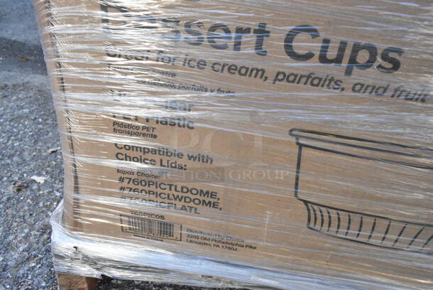 32 BRAND NEW! Items Including 795PLAKFT4 EcoChoice Kraft PLA Lined Compostable #4 Take-Out Container 7 3/4" x 5 1/2" x 3 1/2" - 160/Case, CH24DED Dart ClearPac SafeSeal 24 oz. Tamper-Resistant, Tamper-Evident Container with Dome Lid - 200/Case, 500L4W Choice 4 oz. White Hot Paper Cup Travel Lid - 1000/Case, 50010W Choice 10 oz. White Poly Paper Hot Cup - 1000/Case, 760PIC05 Choice 5 oz. Clear Plastic Dessert Cup - 1000/Case, 394365XL Noble Products Powder-Free Disposable Clear Vinyl Gloves for Foodservice - Extra Large - 1000/Case, 394345L Noble NexGen Powder-Free Disposable Black Hybrid 3 Mil Thick Gloves - Large - 1000/Case, 3 Box 760SOUP8KFT EcoChoice 8 oz. Kraft Paper Food Cup with Vented Lid - 250/Case, 500CC32P Choice Clear PET Plastic Cold Cup - 32 oz. - 500/Case, 47SLWG12 Stemless Wine Glass. 32 Times Your Bid!  - Image 9 of 12